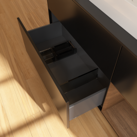 Тумба под раковину Villeroy & Boch Finion 120х50,1 см с подсветкой МДФ черный матовый лак/стекло черное матовое G422GNPD