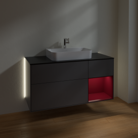 Тумба под раковину Villeroy & Boch Finion 120х50,1 см с подсветкой МДФ антрацит матовый лак/стекло черное матовое G422HBGK