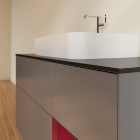 Тумба под раковину Villeroy & Boch Finion 120х50,1 см с подсветкой МДФ антрацит матовый лак/стекло черное матовое G422HBGK