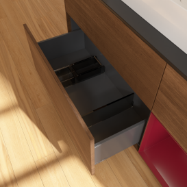 Тумба під раковину Villeroy & Boch Finion 120х50,1 см із підсвічуванням МДФ шпон волоського горіха/скло чорне матове G422HBGN