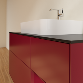 Тумба под раковину Villeroy & Boch Finion 120х50,1 см с подсветкой МДФ пион матовый лак/стекло черное матовое G422HBHB