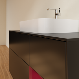 Тумба под раковину Villeroy & Boch Finion 120х50,1 см с подсветкой МДФ черный матовый лак/стекло черное матовое G422HBPD