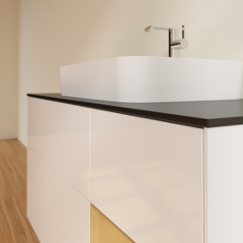 Тумба под раковину Villeroy & Boch Finion 120х50,1 см с подсветкой МДФ глянцевый белый лак/стекло черное матовое G422HFGF