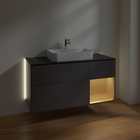 Тумба под раковину Villeroy & Boch Finion 120х50,1 см с подсветкой МДФ антрацит матовый лак/стекло черное матовое G422HFGK