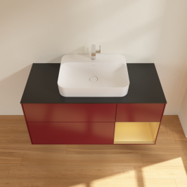 Тумба под раковину Villeroy & Boch Finion 120х50,1 см с подсветкой МДФ пион матовый лак/стекло черное матовое G422HFHB