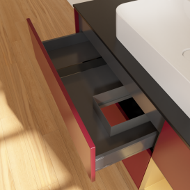 Тумба под раковину Villeroy & Boch Finion 120х50,1 см с подсветкой МДФ пион матовый лак/стекло черное матовое G422HFHB