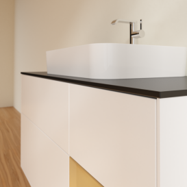 Тумба под раковину Villeroy & Boch Finion 120х50,1 см с подсветкой МДФ белый матовый лак/стекло черное матовое G422HFMT