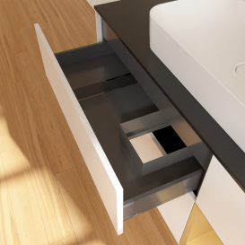 Тумба под раковину Villeroy & Boch Finion 120х50,1 см с подсветкой МДФ белый матовый лак/стекло черное матовое G422HFMT