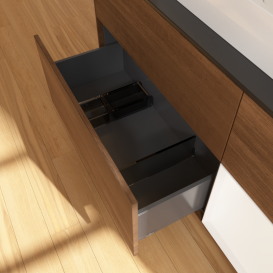 Тумба под раковину Villeroy & Boch Finion 120х50,1 см с подсветкой МДФ шпон грецкого ореха/стекло черное матовое G422MTGN