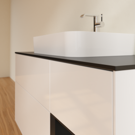 Тумба под раковину Villeroy & Boch Finion 120х50,1 см с подсветкой МДФ глянцевый белый лак/стекло черное матовое G422PDGF