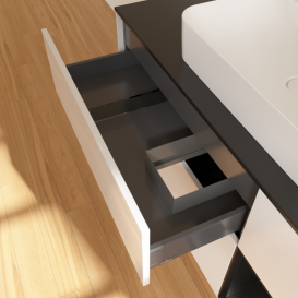 Тумба под раковину Villeroy & Boch Finion 120х50,1 см с подсветкой МДФ глянцевый белый лак/стекло черное матовое G422PDGF