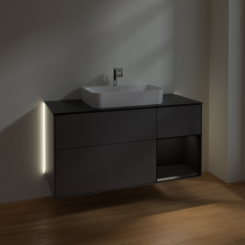 Тумба под раковину Villeroy & Boch Finion 120х50,1 см с подсветкой МДФ антрацит матовый лак/стекло черное матовое G422PDGK