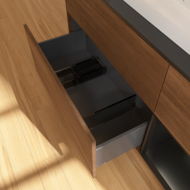 Тумба под раковину Villeroy & Boch Finion 120х50,1 см с подсветкой МДФ шпон грецкого ореха/стекло черное матовое G422PDGN