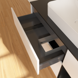 Тумба под раковину Villeroy & Boch Finion 120х50,1 см с подсветкой МДФ белый матовый лак/стекло черное матовое G422PDMT