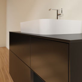 Тумба под раковину Villeroy & Boch Finion 120х50,1 см с подсветкой МДФ черный матовый лак/стекло черное матовое G422PDPD