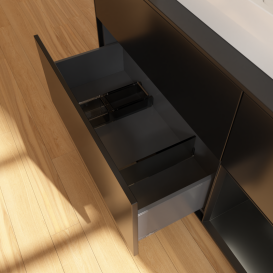 Тумба под раковину Villeroy & Boch Finion 120х50,1 см с подсветкой МДФ черный матовый лак/стекло черное матовое G422PDPD