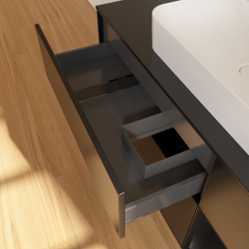 Тумба под раковину Villeroy & Boch Finion 120х50,1 см с подсветкой МДФ черный матовый лак/стекло черное матовое G422PDPD