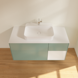 Тумба под раковину Villeroy & Boch Finion 120х50,1 см с подсветкой МДФ оливковый матовый лак/стекло белое матовое G421GFGM