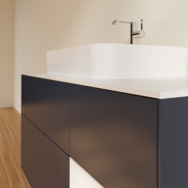 Тумба под раковину Villeroy & Boch Finion 120х50,1 см с подсветкой МДФ темно-синий матовый лак/стекло белое матовое G421GFHG