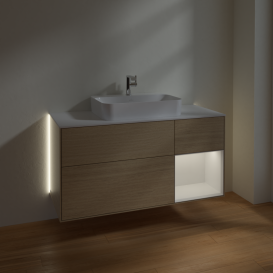 Тумба под раковину Villeroy & Boch Finion 120х50,1 см с подсветкой МДФ шпон дуба/стекло белое матовое G421GFPC