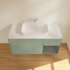 	Тумба под раковину Villeroy & Boch Finion 120х50,1 см с подсветкой МДФ оливковый матовый лак/стекло белое матовое G421GKGM