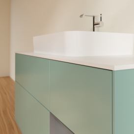 	Тумба под раковину Villeroy & Boch Finion 120х50,1 см с подсветкой МДФ оливковый матовый лак/стекло белое матовое G421GKGM