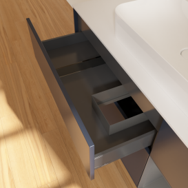 Тумба под раковину Villeroy & Boch Finion 120х50,1 см с подсветкой МДФ темно-синий матовый лак/стекло белое матовое G421GKHG