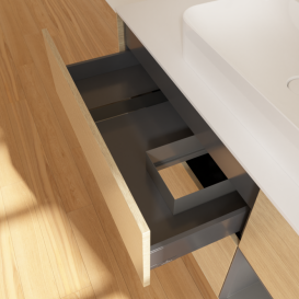 Тумба под раковину Villeroy & Boch Finion 120х50,1 см с подсветкой МДФ шпон дуба/стекло белое матовое G421GKPC