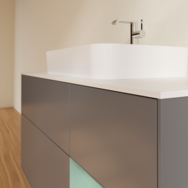 Тумба под раковину Villeroy & Boch Finion 120х50,1 см с подсветкой МДФ антрацит матовый лак/стекло белое матовое G421GMGK