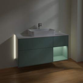 Тумба под раковину Villeroy & Boch Finion 120х50,1 см с подсветкой МДФ оливковый матовый лак/стекло белое матовое G421GMGM