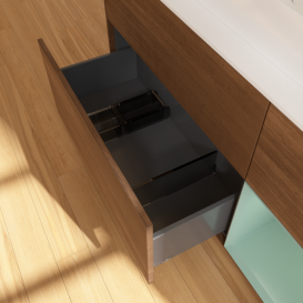 Тумба под раковину Villeroy & Boch Finion 120х50,1 см с подсветкой МДФ шпон грецкого ореха/стекло белое матовое G421GMGN