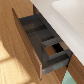 Тумба под раковину Villeroy & Boch Finion 120х50,1 см с подсветкой МДФ шпон грецкого ореха/стекло белое матовое G421GMGN