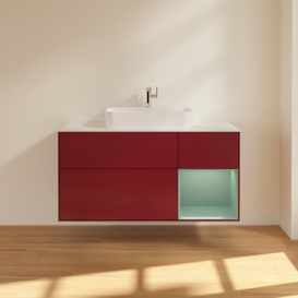 Тумба под раковину Villeroy & Boch Finion 120х50,1 см с подсветкой МДФ пион матовый лак/стекло белое матовое G421GMHB