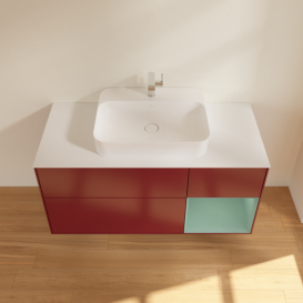 Тумба под раковину Villeroy & Boch Finion 120х50,1 см с подсветкой МДФ пион матовый лак/стекло белое матовое G421GMHB