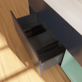 Тумба под раковину Villeroy & Boch Finion 120х50,1 см с подсветкой МДФ темно-синий матовый лак/стекло белое матовое G421GMHG