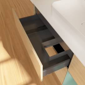 Тумба под раковину Villeroy & Boch Finion 120х50,1 см с подсветкой МДФ шпон дуба/стекло белое матовое G421GMPC