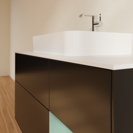 Тумба под раковину Villeroy & Boch Finion 120х50,1 см с подсветкой МДФ черный матовый лак/стекло белое матовое G421GMPD