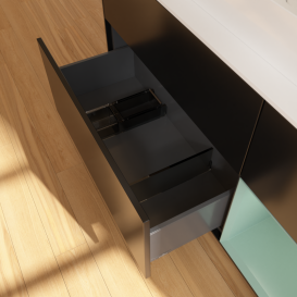 Тумба под раковину Villeroy & Boch Finion 120х50,1 см с подсветкой МДФ черный матовый лак/стекло белое матовое G421GMPD