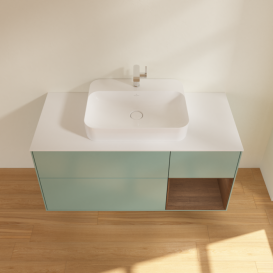 Тумба под раковину Villeroy & Boch Finion 120х50,1 см с подсветкой МДФ оливковый матовый лак/стекло белое матовое G421GNGM