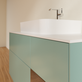 Тумба под раковину Villeroy & Boch Finion 120х50,1 см с подсветкой МДФ оливковый матовый лак/стекло белое матовое G421GNGM