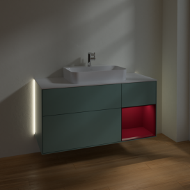 Тумба под раковину Villeroy & Boch Finion 120х50,1 см с подсветкой МДФ оливковый матовый лак/стекло белое матовое G421HBGM