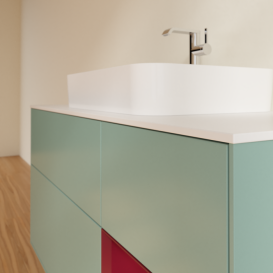 Тумба под раковину Villeroy & Boch Finion 120х50,1 см с подсветкой МДФ оливковый матовый лак/стекло белое матовое G421HBGM