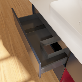 Тумба под раковину Villeroy & Boch Finion 120х50,1 см с подсветкой МДФ темно-синий матовый лак/стекло белое матовое G421HBHG