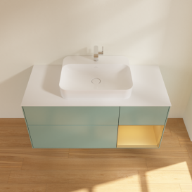 Тумба под раковину Villeroy & Boch Finion 120х50,1 см с подсветкой МДФ оливковый матовый лак/стекло белое матовое G421HFGM