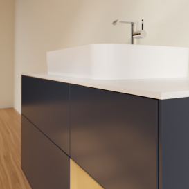 Тумба под раковину Villeroy & Boch Finion 120х50,1 см с подсветкой МДФ темно-синий матовый лак/стекло белое матовое G421HFHG