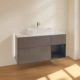 Тумба под раковину Villeroy & Boch Finion 120х50,1 см с подсветкой МДФ антрацит матовый лак/стекло белое матовое G421HGGK