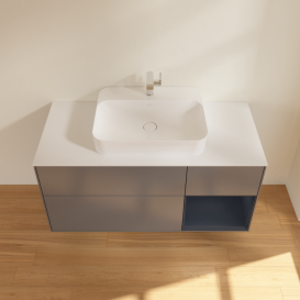 Тумба под раковину Villeroy & Boch Finion 120х50,1 см с подсветкой МДФ антрацит матовый лак/стекло белое матовое G421HGGK