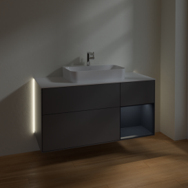 Тумба под раковину Villeroy & Boch Finion 120х50,1 см с подсветкой МДФ антрацит матовый лак/стекло белое матовое G421HGGK
