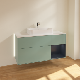 Тумба под раковину Villeroy & Boch Finion 120х50,1 см с подсветкой МДФ оливковый матовый лак/стекло белое матовое G421HGGM