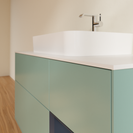 Тумба под раковину Villeroy & Boch Finion 120х50,1 см с подсветкой МДФ оливковый матовый лак/стекло белое матовое G421HGGM